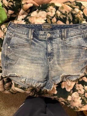 torrid Light Blue Washed Denim Frayed-Hem Jean Shorts